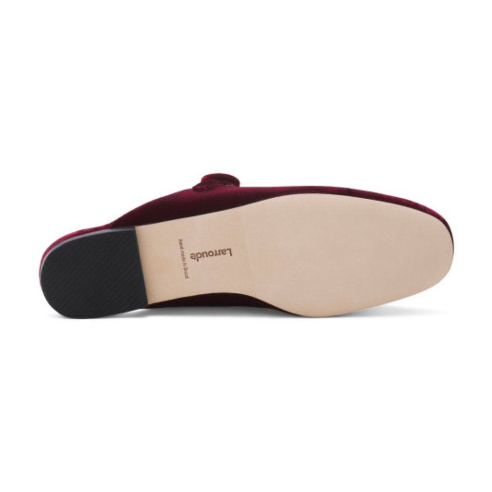 Larroudé Blair Mule Ballet Flat In Wine Velvet - Picture 5 of 11